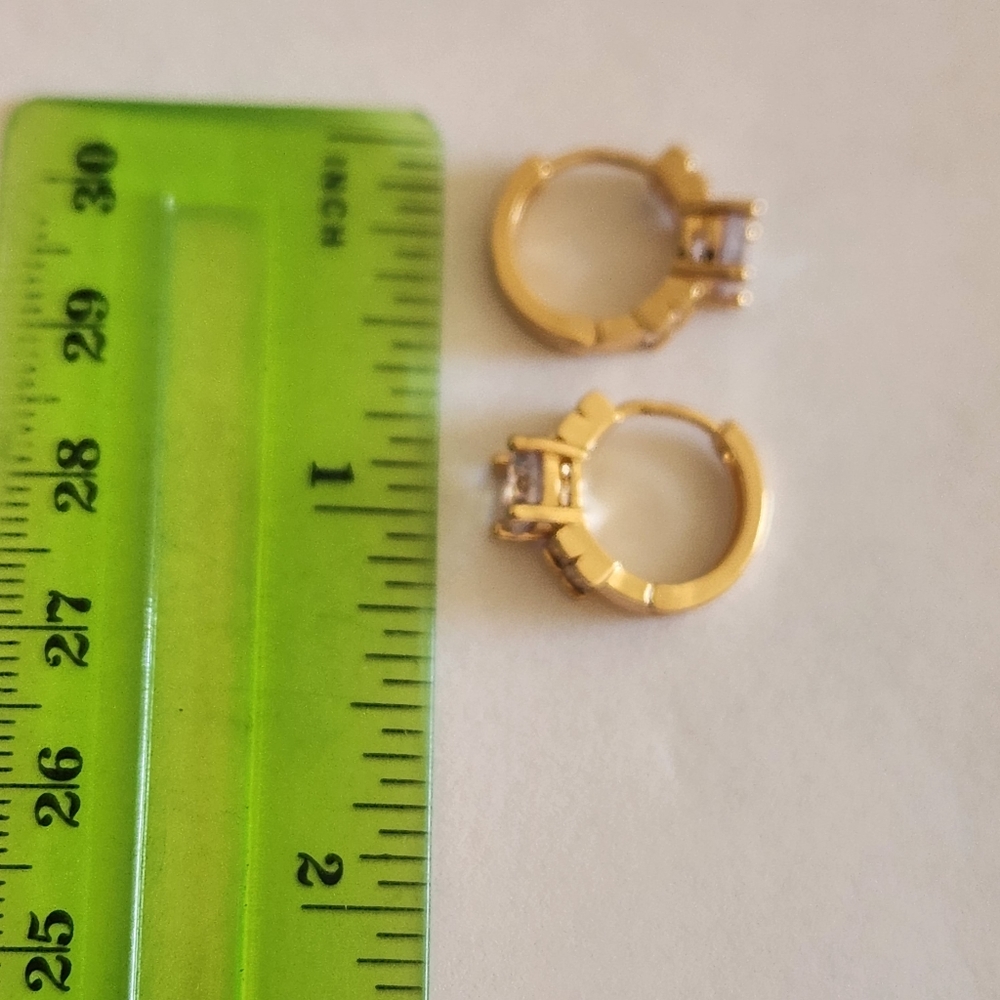 New 18K Gold Plated Diamond Huggie Hoop Earrings for Women - Picture 9 of 9